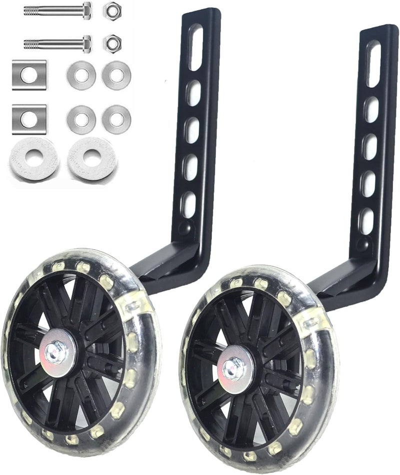 Mutetrain Flash Training Wheels for 12 14 16 18 20 Inch Kids Bike，Heavy Duty Training Wheels for Single Speed Bicycle (Black) - Image 1